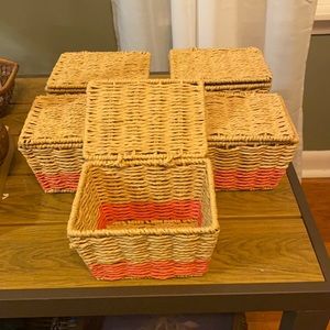 Wooden storage baskets